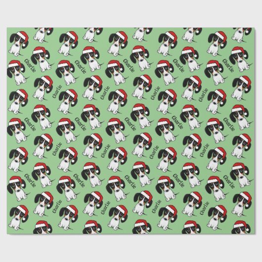 Piebald Dackel Weihnachts-Individuelle Name Niedli Geschenkpapier (Flach)