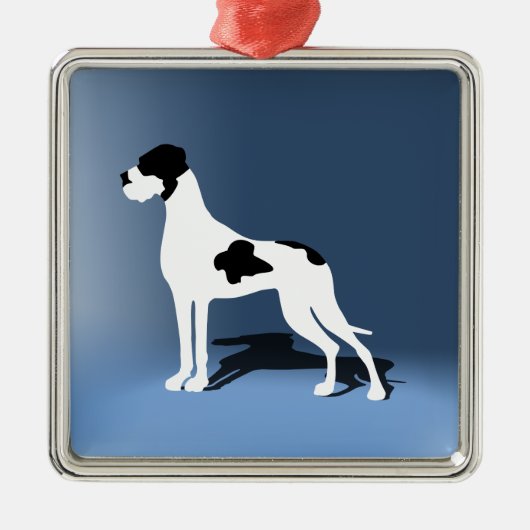 Piebald Great Dane Silbernes Ornament (Vorne)
