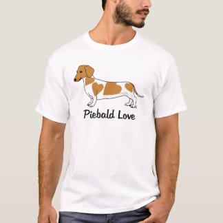 Piebald Liebe Dackel T - Shirt (rote Markierungen)