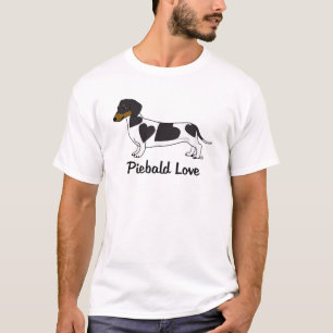 Piebald Liebe Dackel T - Shirt (schwarze Markierun