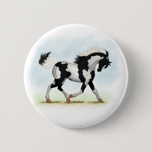 Piebald Overo Pinto Pferd Button (Vorderseite)
