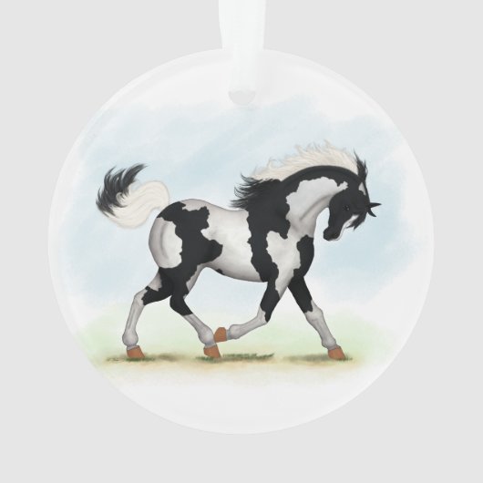 Piebald Overo Pinto Pferd Ornament (Rückseite)