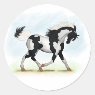 Piebald Overo Pinto Pferd Runder Aufkleber