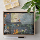 Piebald Peacock on Split rail fence Seidenpapier (Geschenk)