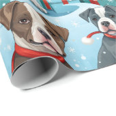 Piebald PitBull Puppy Dog liebt Weihnachten Geschenkpapier (Rolleneckpunkt)