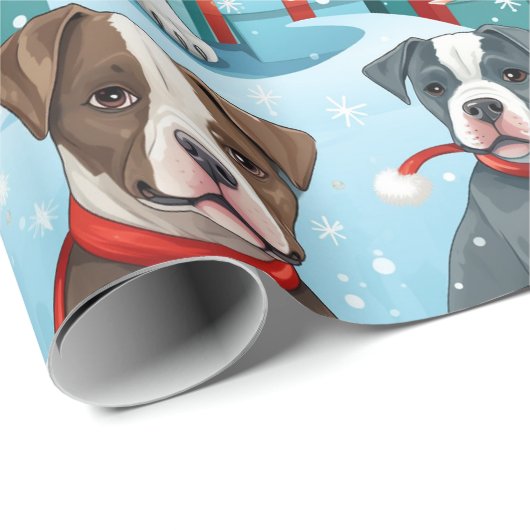 Piebald PitBull Puppy Dog liebt Weihnachten Geschenkpapier (Rolleneckpunkt)