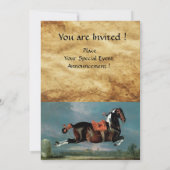 Piebaldhorse"Cehero' Aufzuchtpapier-Monogramm Einladung (Rückseite)