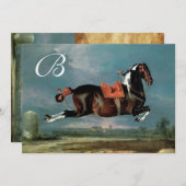 Piebaldhorse"Cehero' Aufzuchtpapier-Monogramm Einladung (Vorne/Hinten)