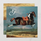 Piebaldhorse"Cehero' Aufzuchtpapier-Monogramm Einladung (Vorne/Hinten)