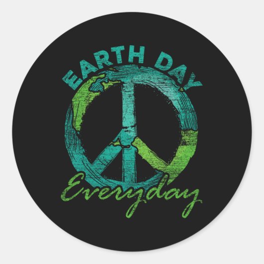 Piece Everyday Earth Day Runder Aufkleber (Vorderseite)