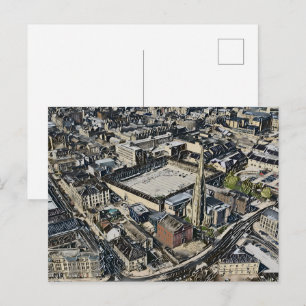 Piece Hall & Square Church Spire, Halifax Kunst Feiertagspostkarte