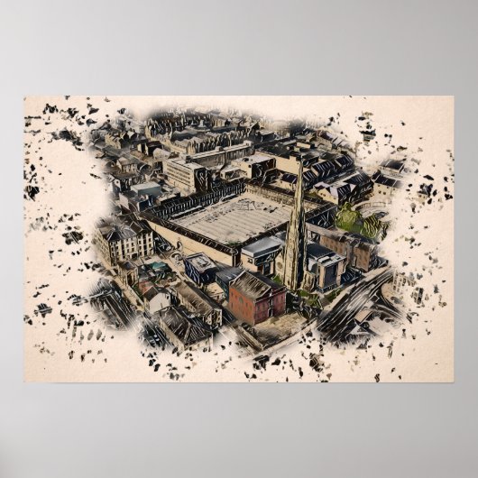 Piece Hall & Square Church Spire, Halifax Kunst Poster (Vorne)