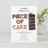 Piece of Cake Invite 1st First Birthday Cute Einladung (Stehend Vorderseite)