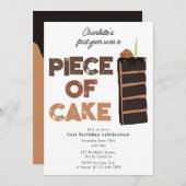 Piece of Cake Invite 1st First Birthday Cute Einladung (Vorne/Hinten)