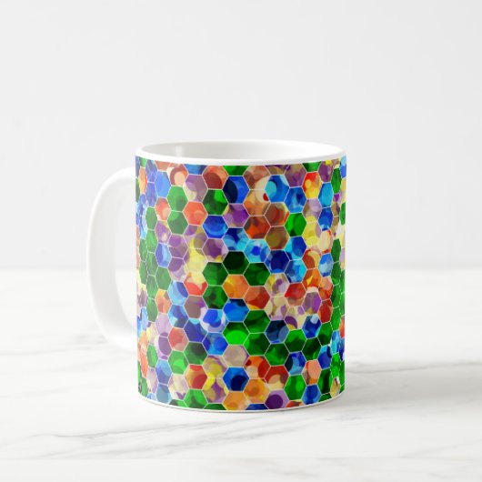 Piecewise Horizontal Hexagons Dot 11oz Tasse (Vorderseite Links)
