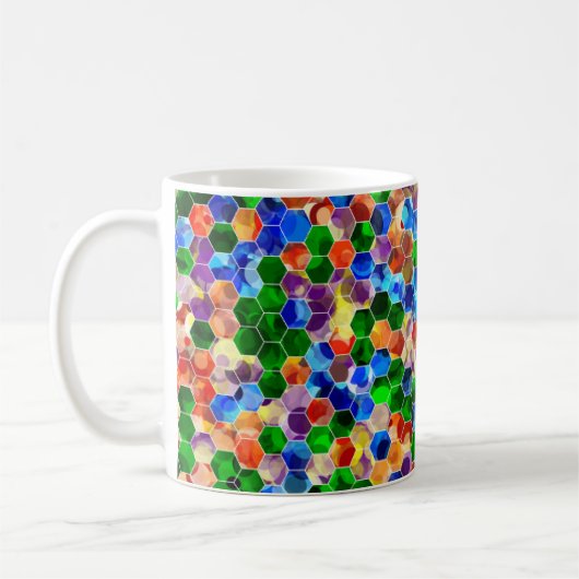 Piecewise Horizontal Hexagons Dot 11oz Tasse (Links)