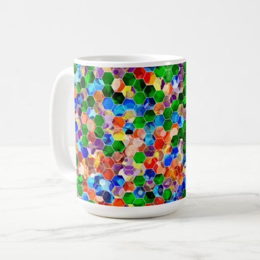 Piecewise Horizontal Hexagons Dot 15oz Tasse (Vorderseite Links)