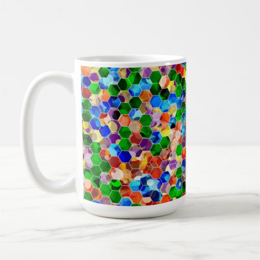 Piecewise Horizontal Hexagons Dot 15oz Tasse (Links)