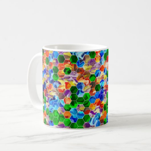 Piecewise Horizontal Hexagons Swirl 11oz Tasse (Vorderseite Links)