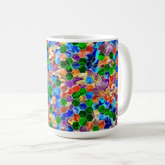 Piecewise Horizontal Hexagons Swirl 15oz Tasse (VorderseiteRechts)