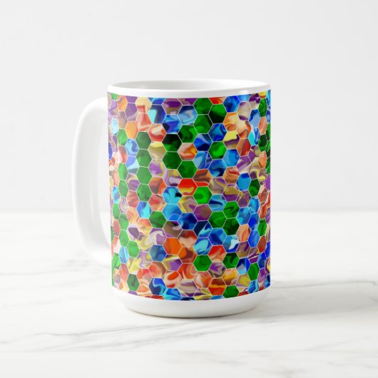 Piecewise Horizontal Hexagons Swirl 15oz Tasse (Vorderseite Links)