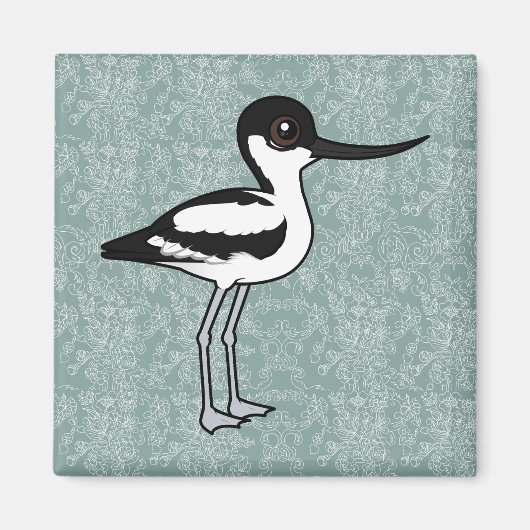 Pied Avocet Niedlich Birdorable Cartoon Bird Magnet (Vorne)