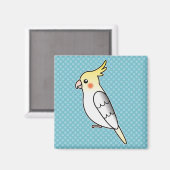 Pied Cartoon Cockatiel Parrot Bird Magnet (Vorderseite/Rückseite)
