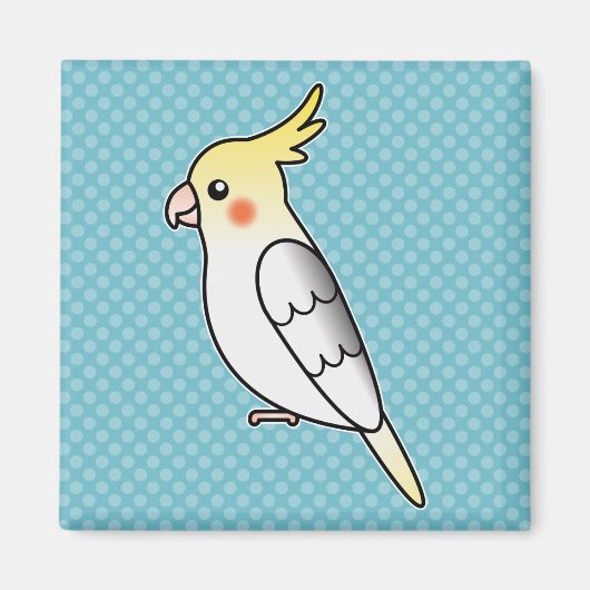Pied Cartoon Cockatiel Parrot Bird Magnet (Vorne)