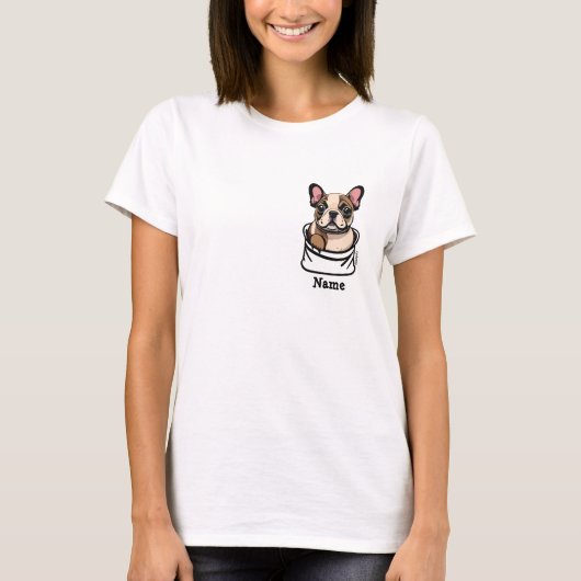 Pied French Bull Dog in Ihrem Pocket T-Shirt (Vorderseite)