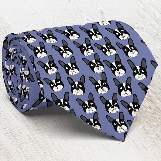 Pied French Bulldog Blue Neck Tie Krawatte
