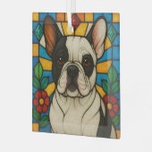 Pied French Bulldog Dog "Stains Glass" Ornament Aus Glas (Vorderseite links)