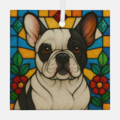 Pied French Bulldog Dog "Stains Glass" Ornament Aus Glas (Rückseite)