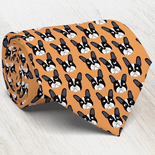 Pied French Bulldog Orange Neck Tie Krawatte