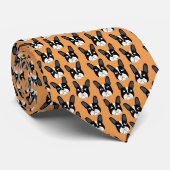 Pied French Bulldog Orange Neck Tie Krawatte (Gerollt)