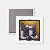 Pied Frenchie Nickerchen Magnet (Vorderseite/Rückseite)