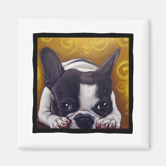 Pied Frenchie Nickerchen Magnet (Vorne)