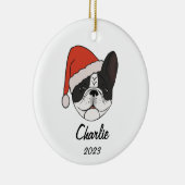 Pied Frenchie Weihnachtsmannmütze Weihnachts-Ornam Keramik Ornament (Rechts)
