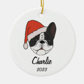Pied Frenchie Weihnachtsmannmütze Weihnachts-Ornam Keramik Ornament (Vorne)