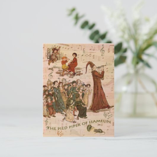 Pied Piper Collage Postkarte (Stehend Vorderseite)