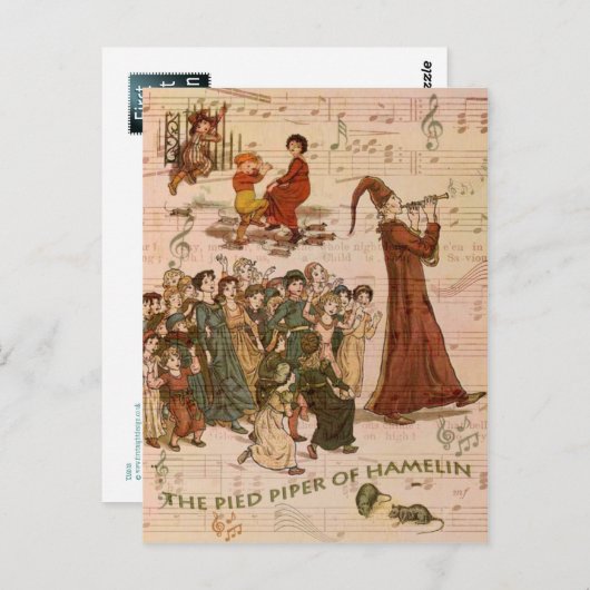 Pied Piper Collage Postkarte (Vorne/Hinten)