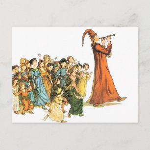 Pied Piper Illustration von Kate Greenaway Postkarte