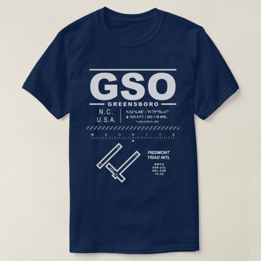 Piedmont Triad International Airport GSO T - Shirt (Design vorne)