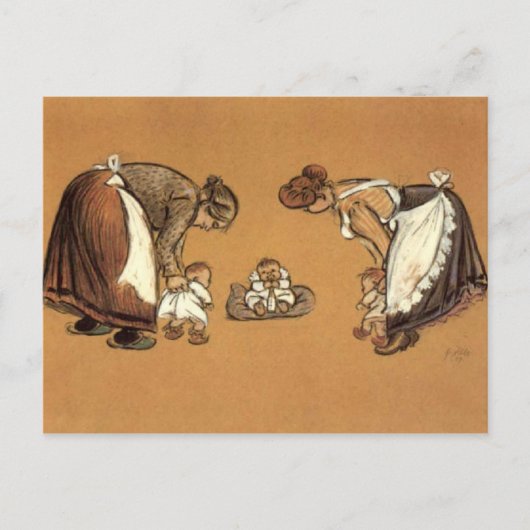 Piefke lernt zu gehen - Zille Postkarte (Vorderseite)