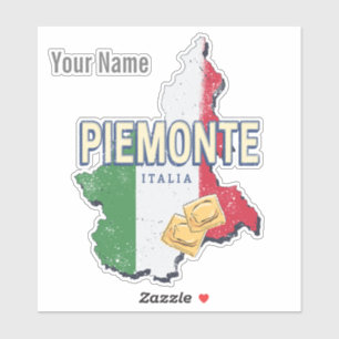 Piemont Italien Retro Region Karte Vintage Pasta Aufkleber