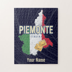 Piemont Italien Retro Region Karte Vintage Pasta Puzzle