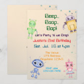 Piep Boop Bop Robot Geburtstag Einladung (Vorne/Hinten)