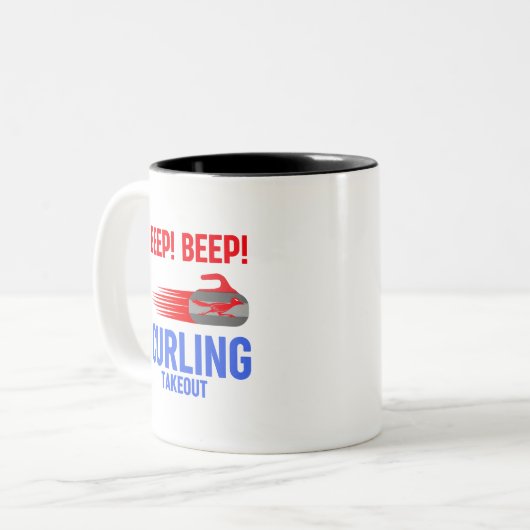 Piep! Piep! Curling Takeout Zweifarbige Tasse (Vorderseite Links)