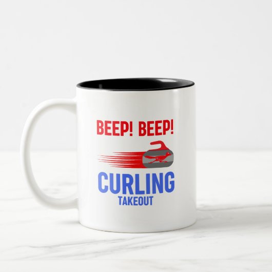 Piep! Piep! Curling Takeout Zweifarbige Tasse (Links)