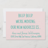 Piep. Piep. Wir bewegen uns. Unsere neue Adresse Ankündigung (Vorderseite)