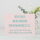 Piep. Piep. Wir bewegen uns. Unsere neue Adresse Ankündigung (Stehend Vorderseite)